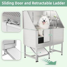 Load image into Gallery viewer, AECOJOY 50'' Professional Stainless Steel Dog Washing Station, Height Adjustable Pet Grooming Dog Bathtub with Ramp