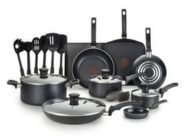 T-Fal Essentials 20 Pc. Nonstick Cookware Set, Black
