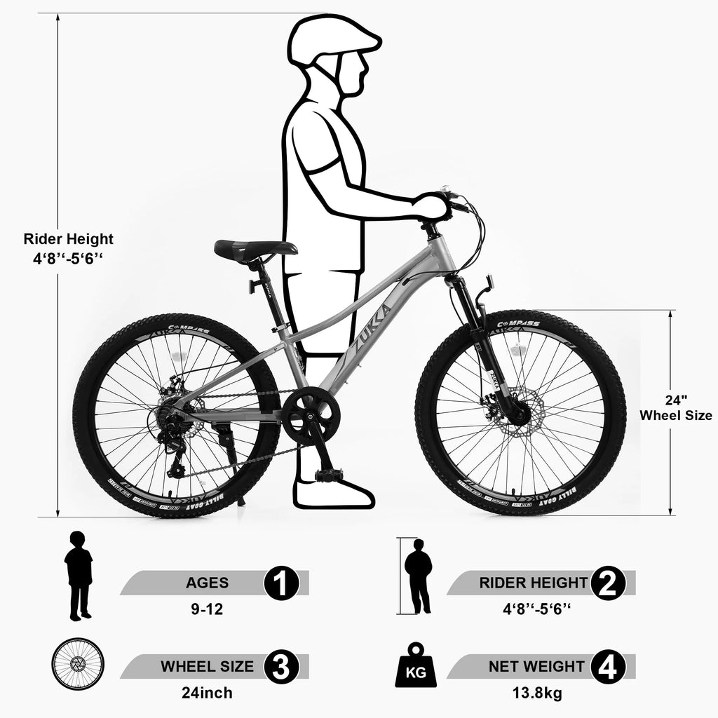 Meghna 24 in Mountain Bike Aluminum Alloy Frame 7 Speed Bicycle for Unisex Students