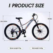 Load image into Gallery viewer, Meghna 24 in Mountain Bike Aluminum Alloy Frame 7 Speed Bicycle for Unisex Students